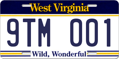 WV license plate 9TM001