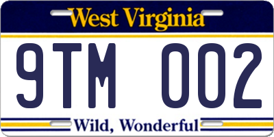 WV license plate 9TM002