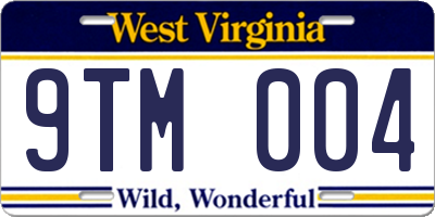 WV license plate 9TM004