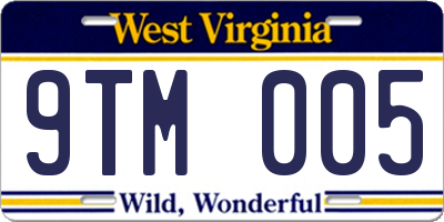 WV license plate 9TM005