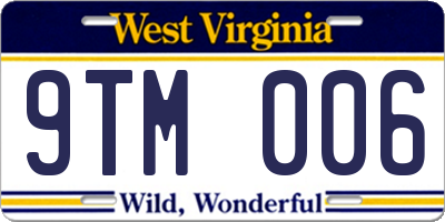 WV license plate 9TM006