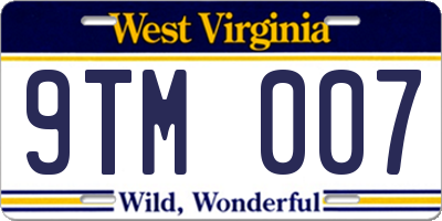 WV license plate 9TM007