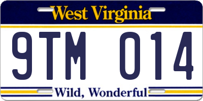 WV license plate 9TM014