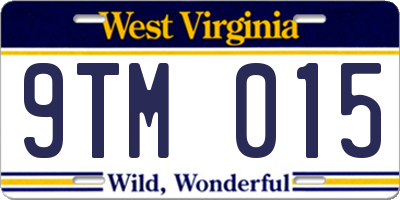WV license plate 9TM015