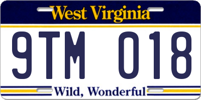 WV license plate 9TM018