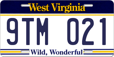 WV license plate 9TM021