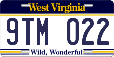 WV license plate 9TM022