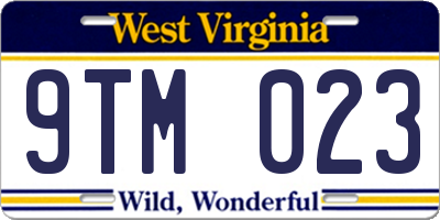 WV license plate 9TM023