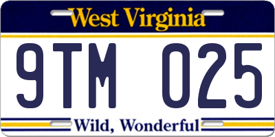 WV license plate 9TM025