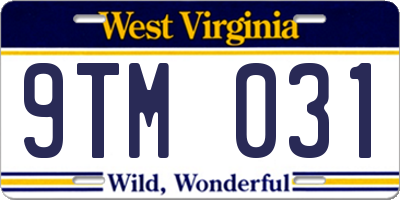 WV license plate 9TM031