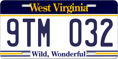 WV license plate 9TM032