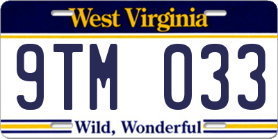 WV license plate 9TM033