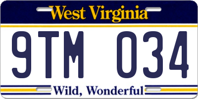 WV license plate 9TM034