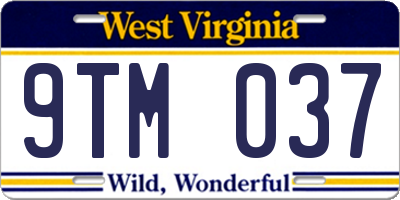 WV license plate 9TM037