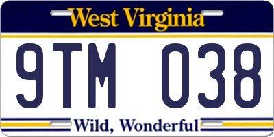 WV license plate 9TM038