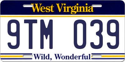 WV license plate 9TM039