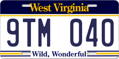 WV license plate 9TM040