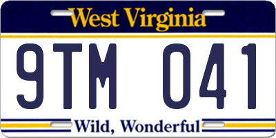 WV license plate 9TM041