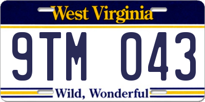 WV license plate 9TM043