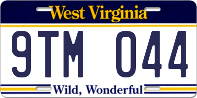 WV license plate 9TM044
