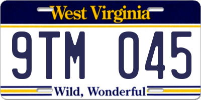 WV license plate 9TM045