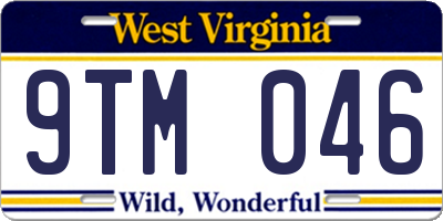 WV license plate 9TM046