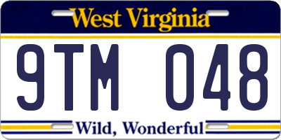WV license plate 9TM048