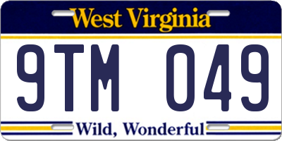 WV license plate 9TM049