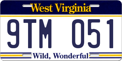 WV license plate 9TM051