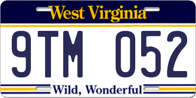 WV license plate 9TM052