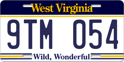 WV license plate 9TM054