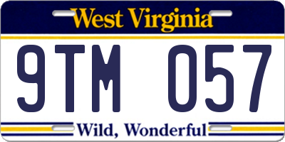 WV license plate 9TM057