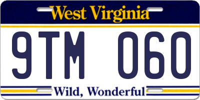 WV license plate 9TM060