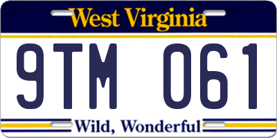 WV license plate 9TM061