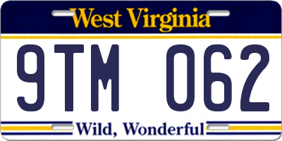 WV license plate 9TM062