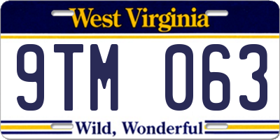 WV license plate 9TM063
