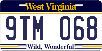 WV license plate 9TM068