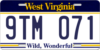 WV license plate 9TM071