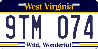 WV license plate 9TM074