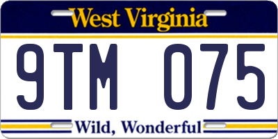 WV license plate 9TM075
