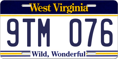 WV license plate 9TM076