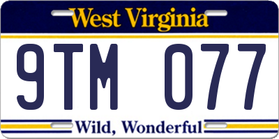 WV license plate 9TM077