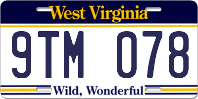 WV license plate 9TM078