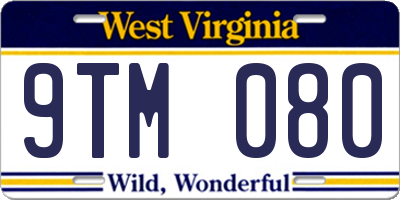 WV license plate 9TM080