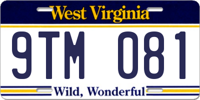 WV license plate 9TM081