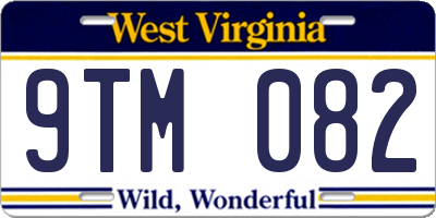 WV license plate 9TM082
