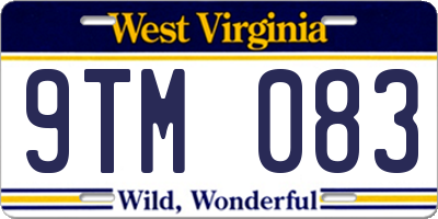 WV license plate 9TM083