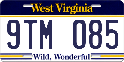 WV license plate 9TM085