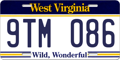 WV license plate 9TM086