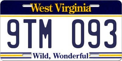 WV license plate 9TM093
